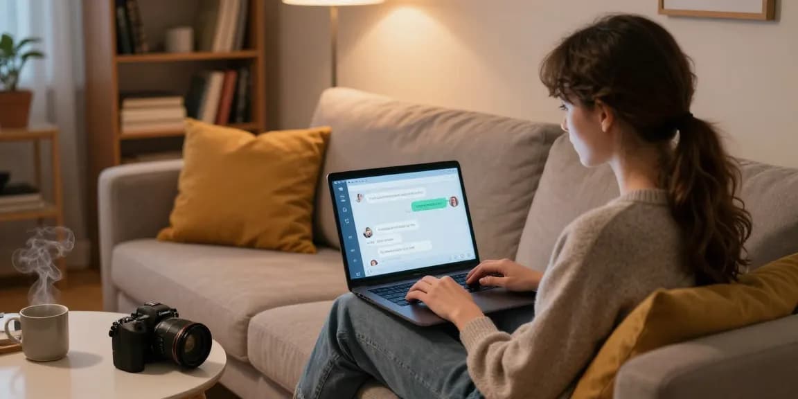 Engaging with ai chat nsfw on a cozy sofa with warm lighting